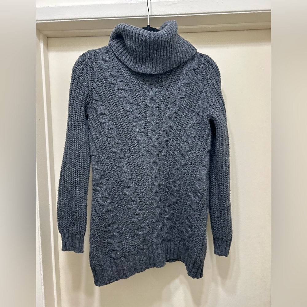 Banana Republic Cable Knit Dress Cowl Neck Womens Small Charcoal Grey Oversized
